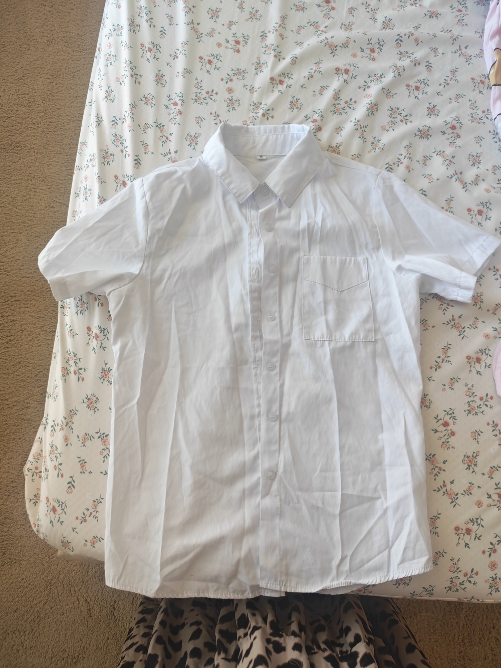 White Short-Sleeve Button-Up Shirt